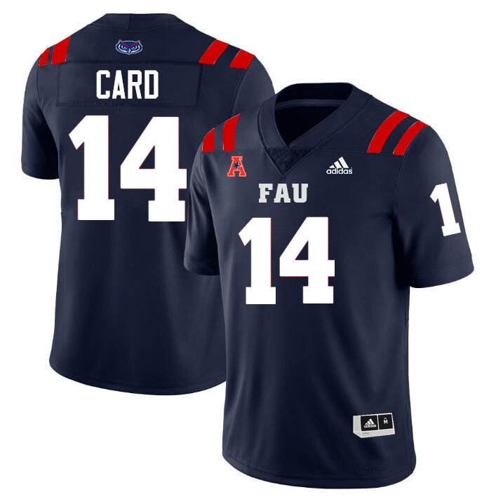 Jade Card FAU Jersey,Florida Atlantic Owls Football Jersey,Uniforms,Gears-Navy